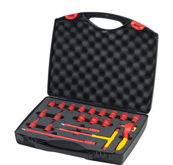 WIHA Ratelsleutelset ge&iuml;soleerd 3/8&quot;   21-delig incl. koffer