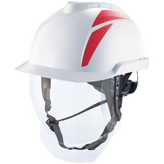 MSA Helm V-950 met viezer, wit met rode sticker