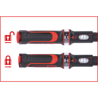 KS tools 1/2&quot; ERGOTORQUE&reg;precision Momentsleutel met draaiknop-omsteek-ratelkop, 40-200Nm