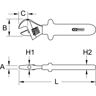 KS tools Verstelbare moersleutel met veiligheidsisolatie, 10&quot; (tm 30mm)