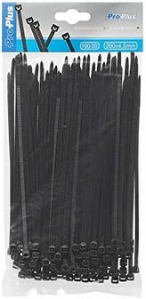 Kabelbinders 200x4,5mm 100 stuks zwart