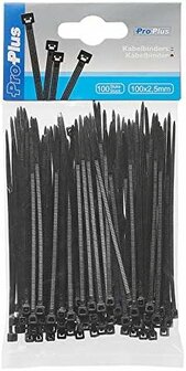 Kabelbinders 100x2,5mm 100 stuks zwart