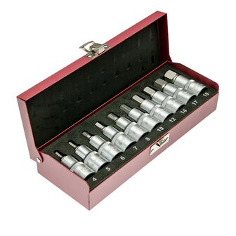 WGB.1/2&quot; set inbusdoppen 4-19mm 10-delig in stalen kist, serie 3950
