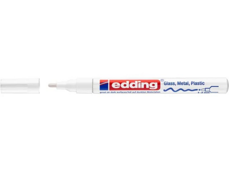 edding 751 Permanent Lakmarker Wit Fijn Ronde punt 1 - 2 mm Waterbestendig
