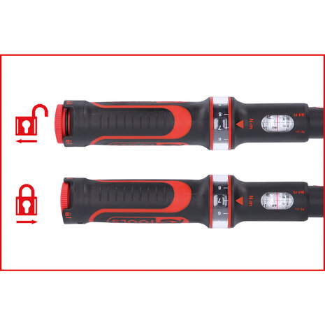 KS tools 1/2" ERGOTORQUE®precision Momentsleutel met draaiknop-omsteek-ratelkop, 40-200Nm