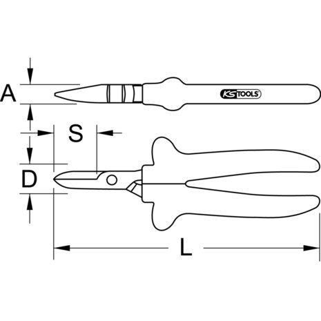 KS tools 1000V Monteurs schaar, 180mm