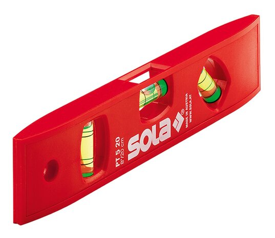 Sola Kunststof waterpas PT5/20 20cm 3 libellen rood