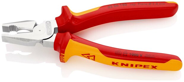 Knipex VDE kombitang verchroomd geïsoleerd met meer-componentengrepen 160 mm