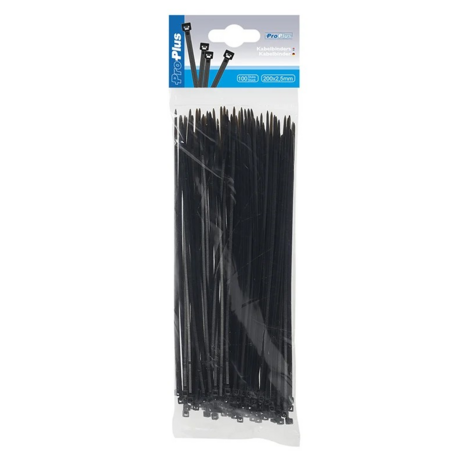 Kabelbinders 200x2,5mm 100 stuks zwart