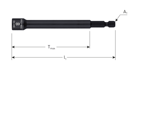 Rotec dopsleutel extra diep, SW 8x110/75