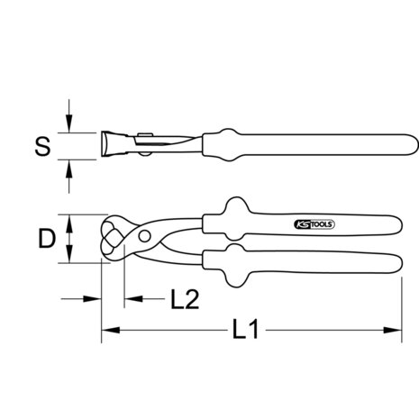 KS tools 1000V Moniertang, 250mm