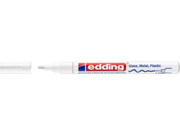 edding 751 Permanent Lakmarker Wit Fijn Ronde punt 1 - 2 mm Waterbestendig