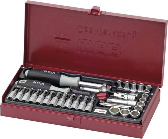 WGB Steeksleutelset 1/4 inch vierkant met ratel 36-delig