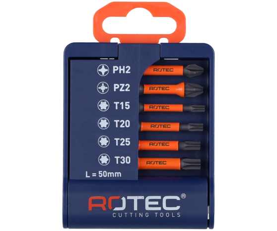 Rotec 6-dlg. Bit-set IMPACT 50mm PH-PZ-T