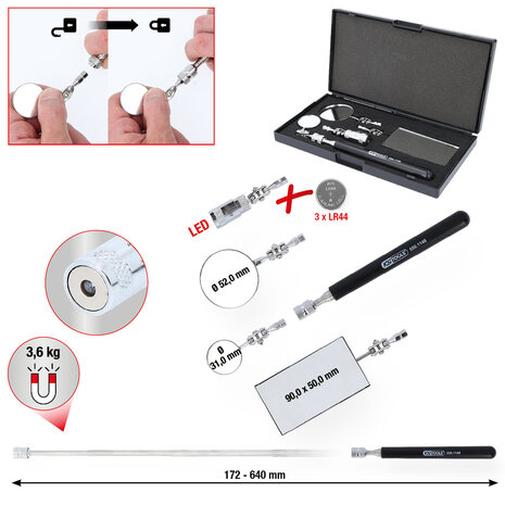 KS tools flexibele inspectiespiegelset, 5-dlg