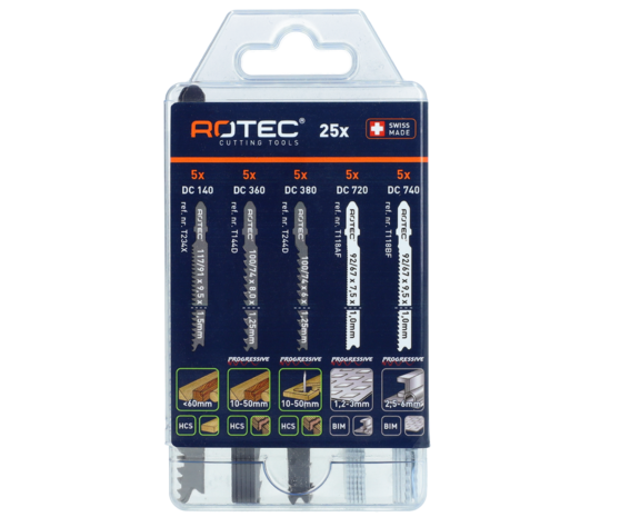 Rotec 25-dlg. (5x5) decoupeerzaagbladen-set type '520'