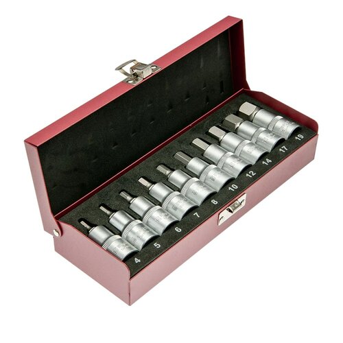 WGB.1/2" set inbusdoppen 4-19mm 10-delig in stalen kist, serie 3950