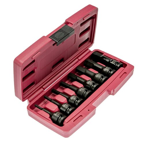 WGB 1/2" set inbus krachtdoppen, in kunststof cassette, 5 - 19mm, DIN 3121 8-delig