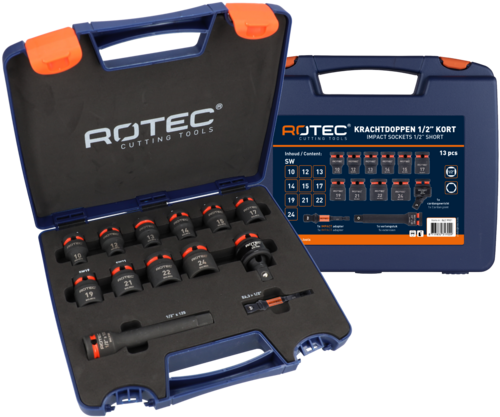 Rotec Krachtdoppen 1/2" 6-knt. set Rotec Krachtdoppen 1/2" 6-knt. set